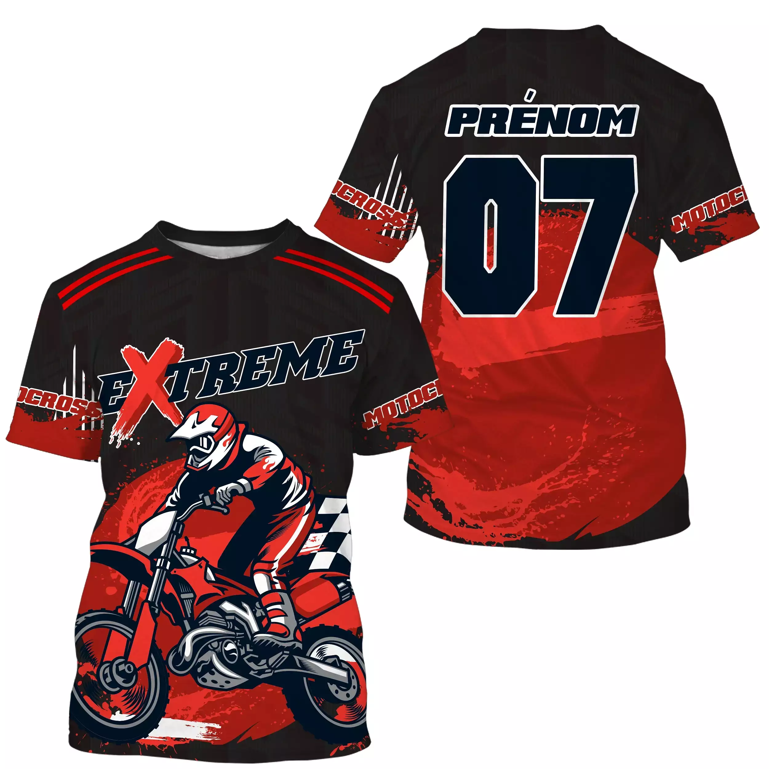 Maillot Anti-UV Cross Personnalisé, Extrême MX Tout-Terrain Dirt Bike Rouge - CT17122239