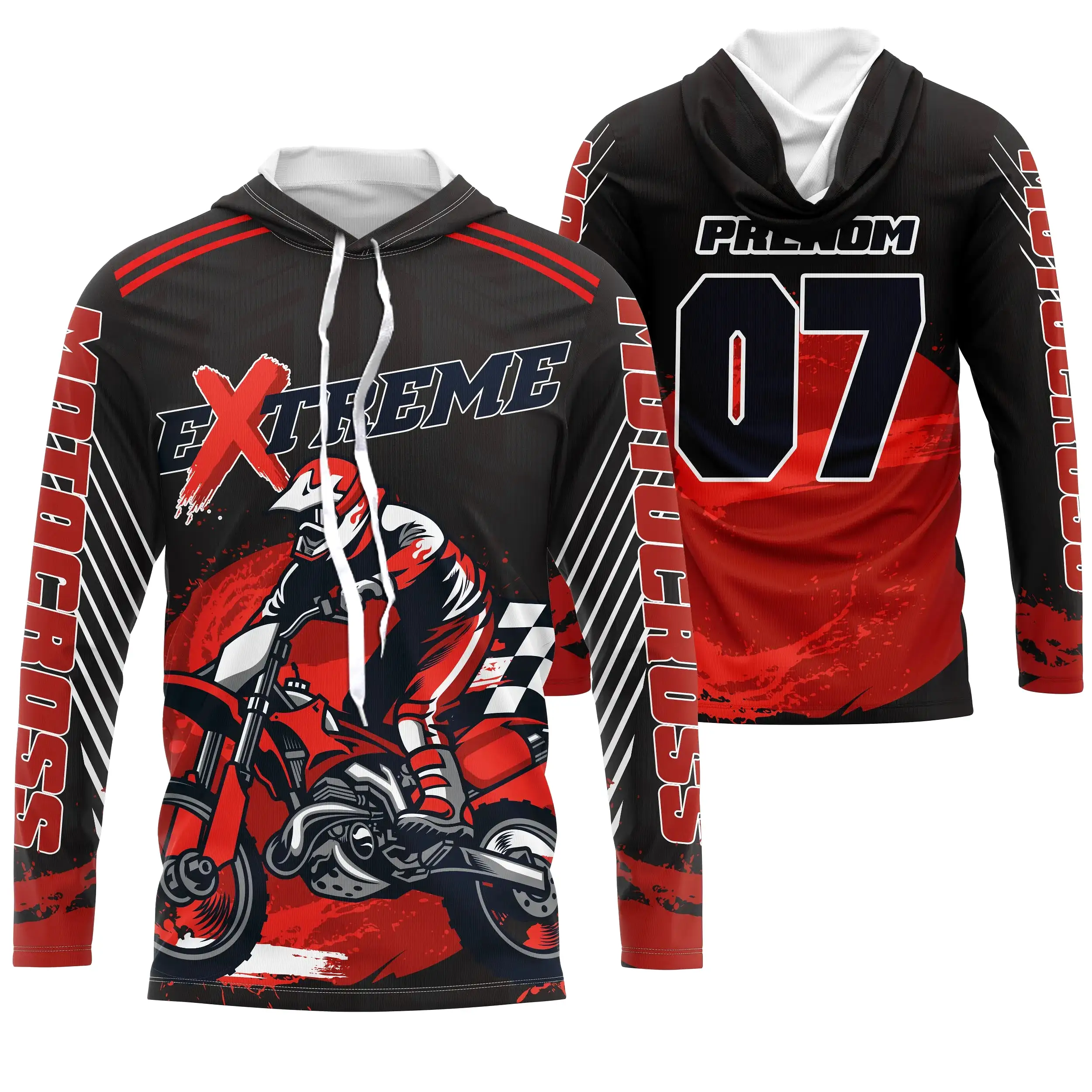 Maillot Anti-UV Cross Personnalisé, Extrême MX Tout-Terrain Dirt Bike Rouge - CT17122239