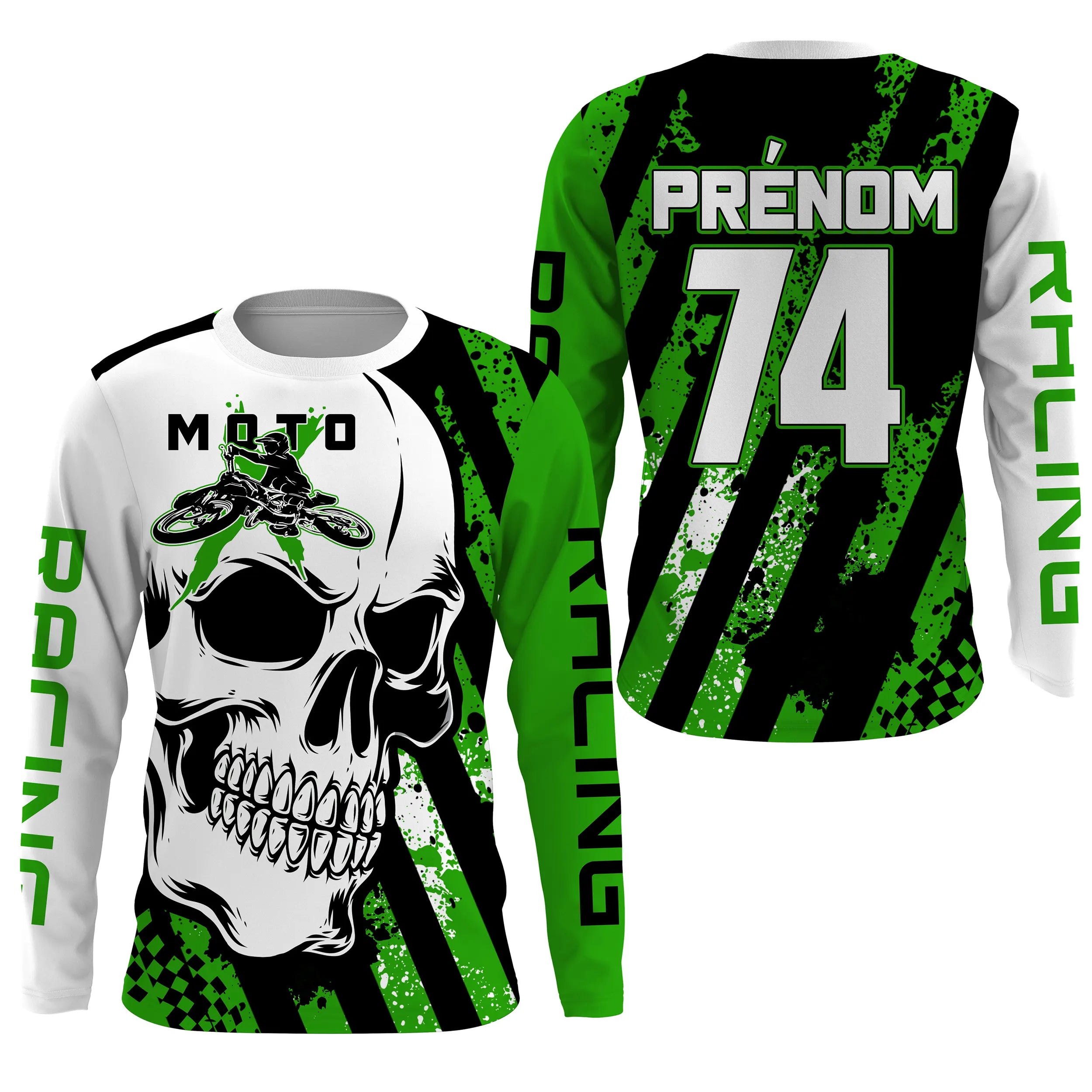 Maillot Cross Anti-UV Numéro Et Nom Personnalisé, Crne MX Vert Camo Dirt Bike, Moto Tout-Terrain - CT17122232