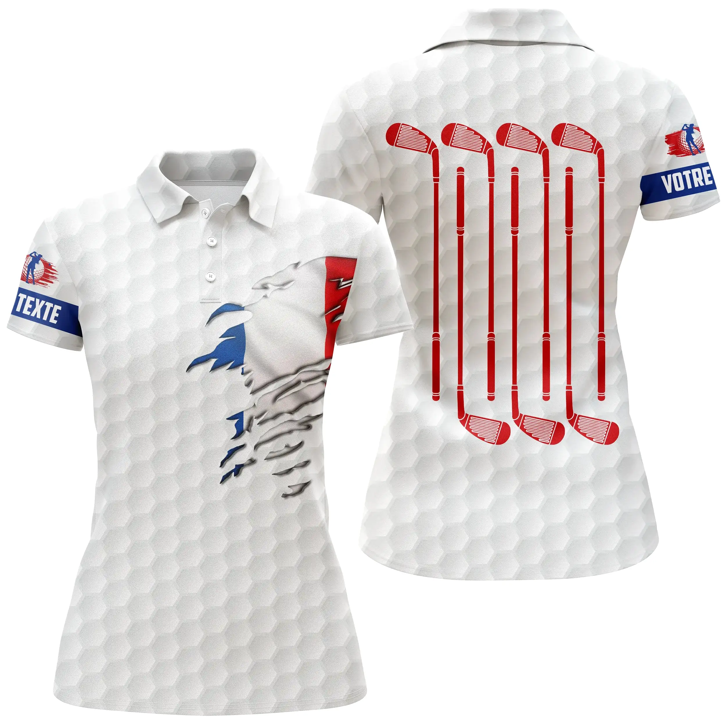 Meilleur Cadeau Golfeur Golfeuse, Polo de Sport Homme Femme, Polo à Séchage Rapide, Impression Drapeau France, Club de Golf - CT