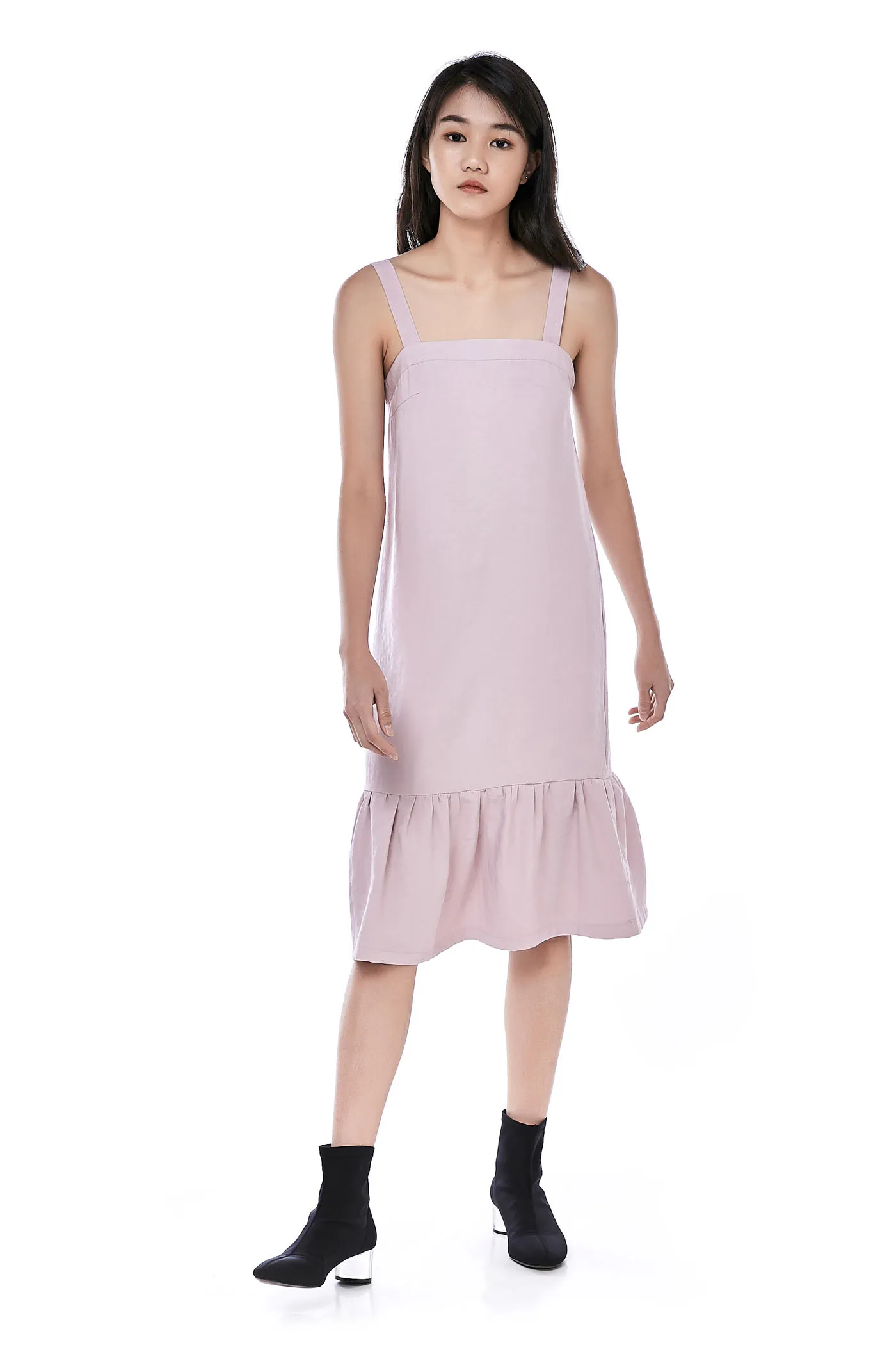 Melcho Ruffle-Hem Midi Dress 