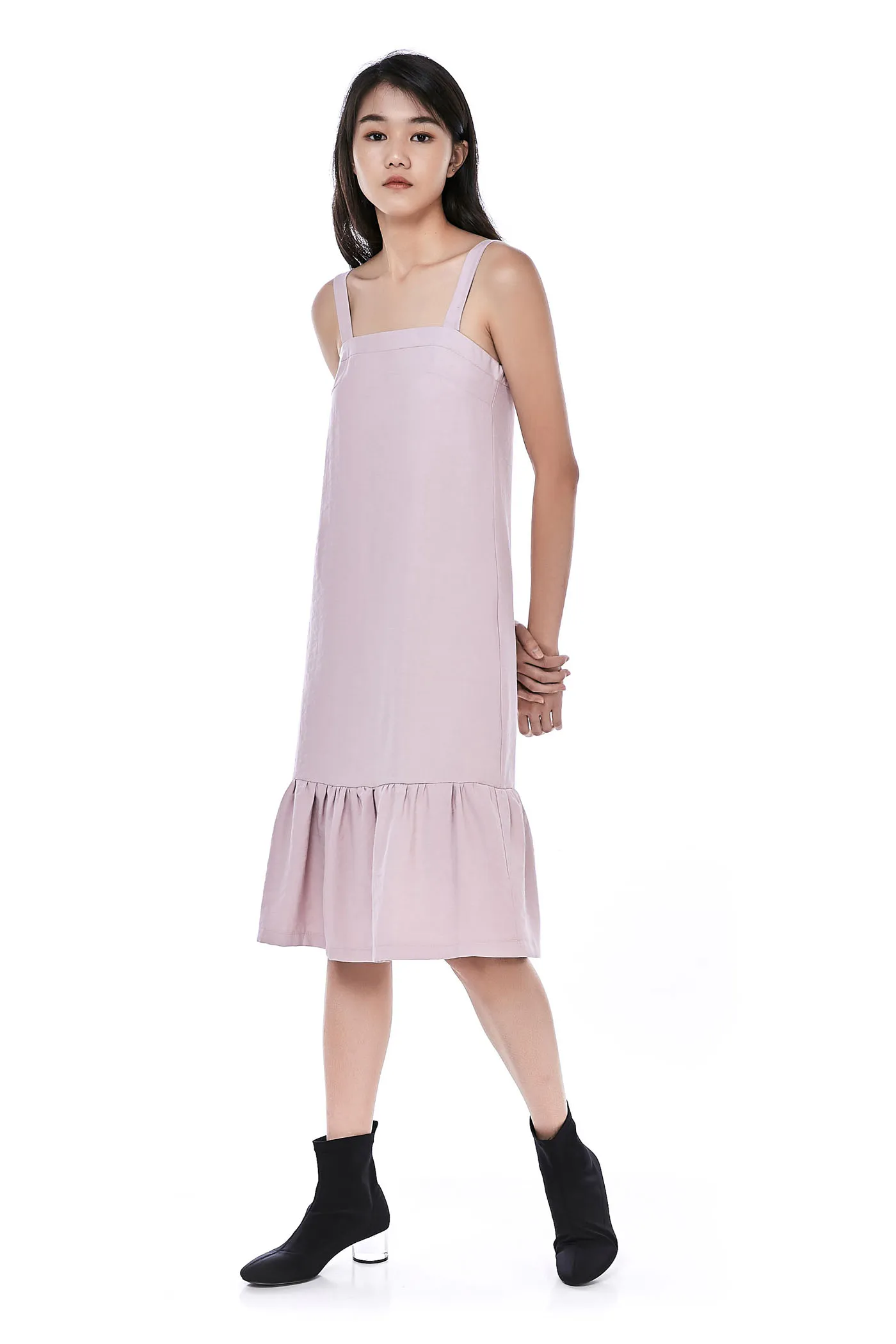 Melcho Ruffle-Hem Midi Dress 