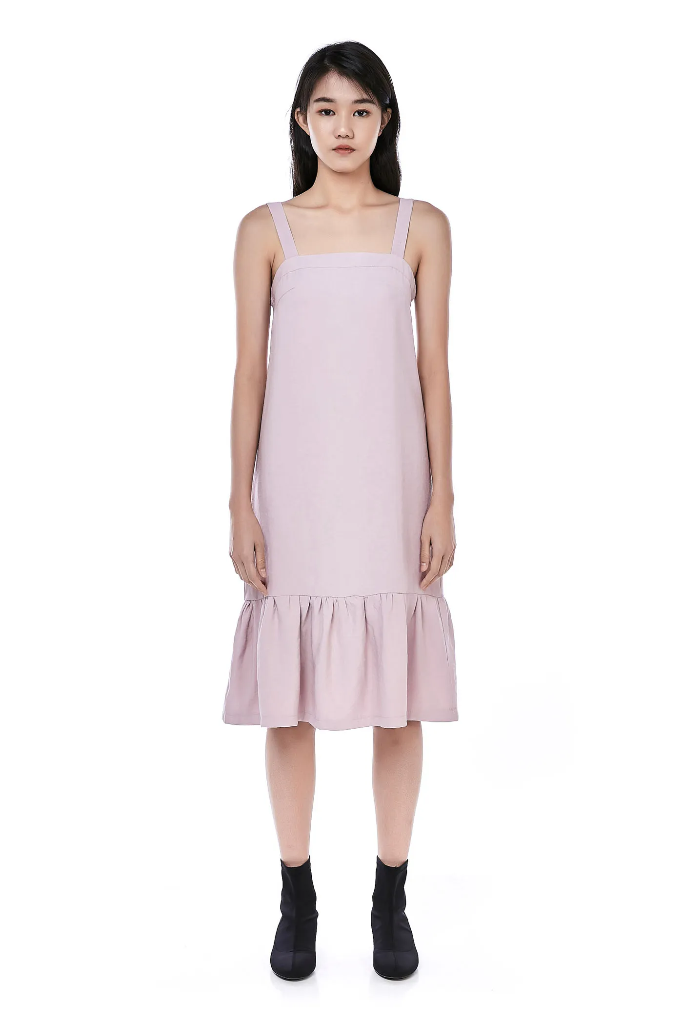 Melcho Ruffle-Hem Midi Dress 