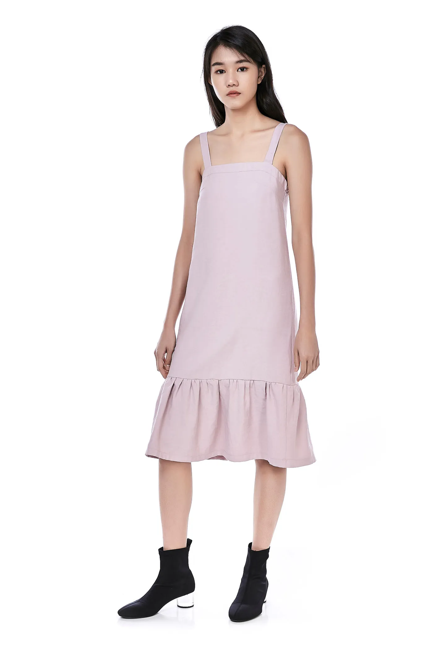 Melcho Ruffle-Hem Midi Dress 