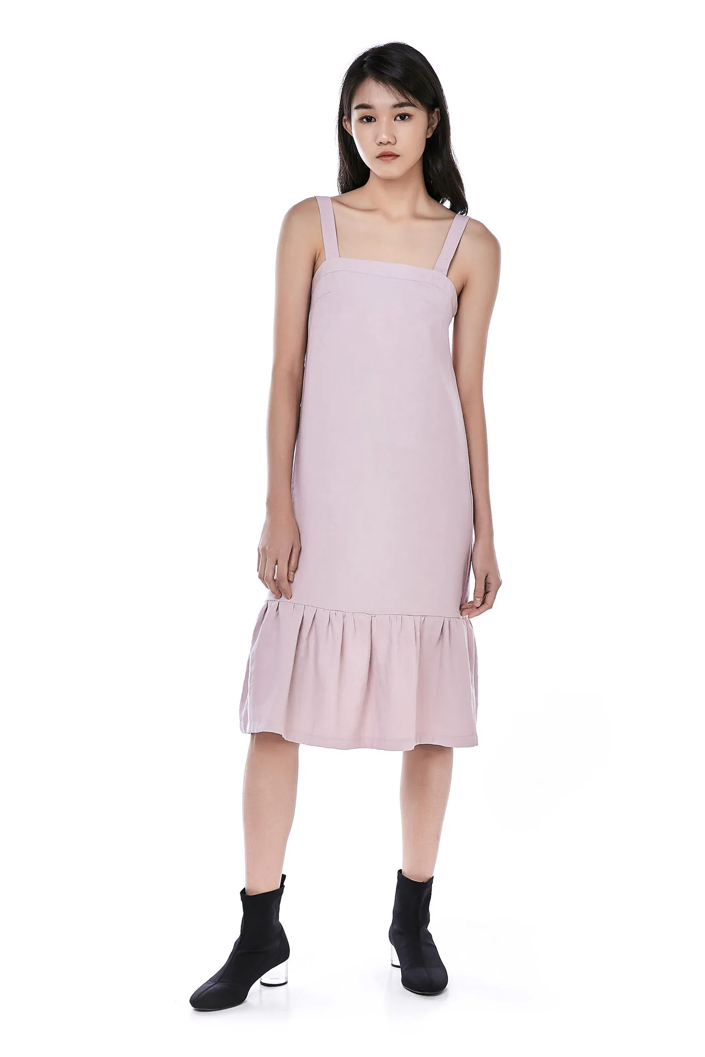 Melcho Ruffle-Hem Midi Dress 