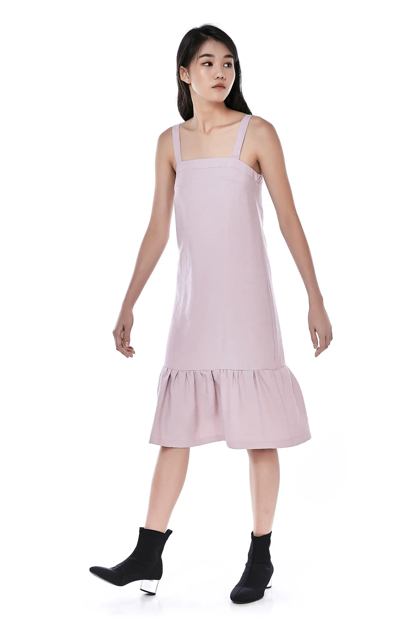 Melcho Ruffle-Hem Midi Dress 