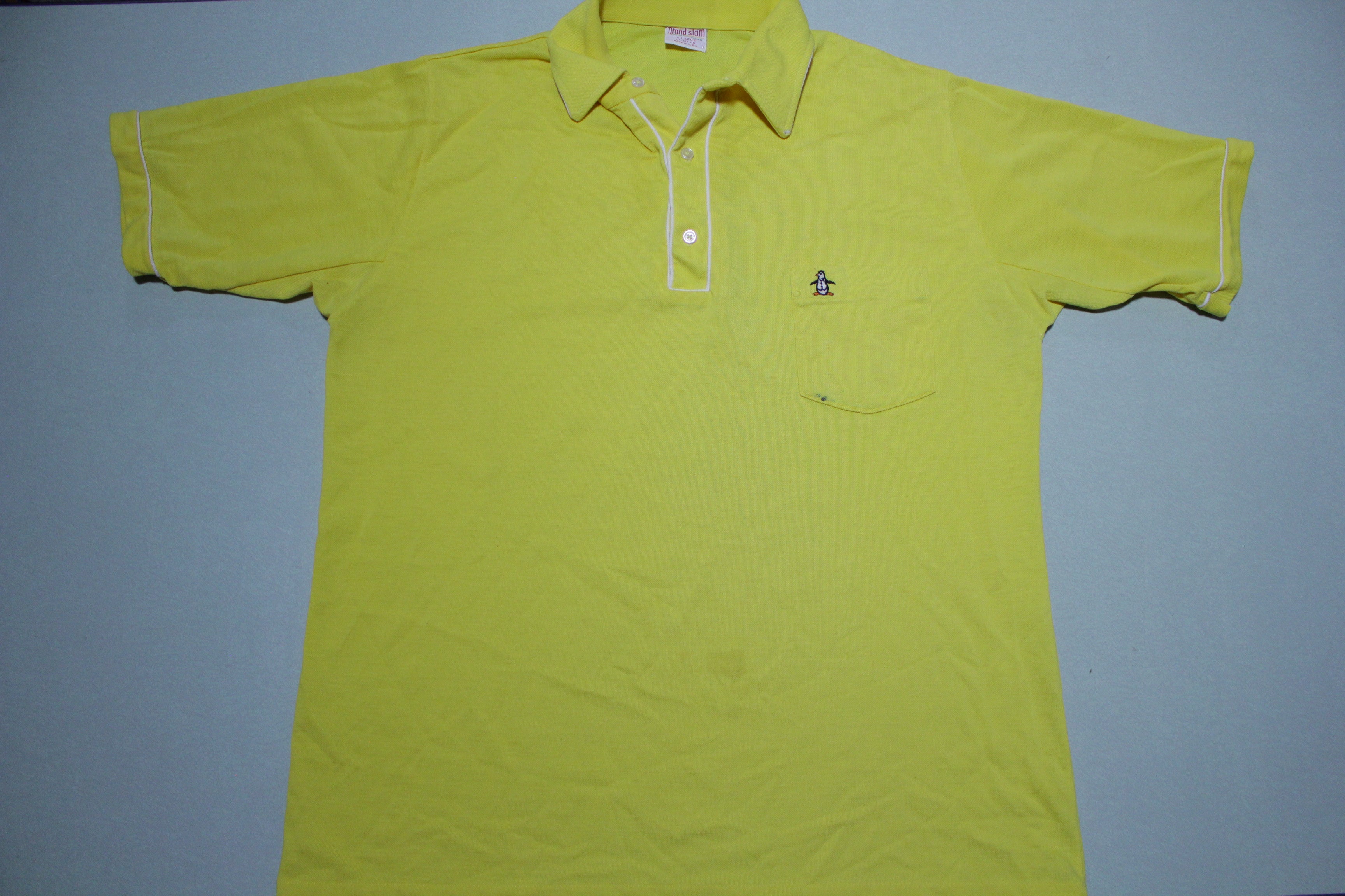 Munsingwear Grand Slam Penguin Vintage Yellow 80's Made In USA Golf Polo Shirt