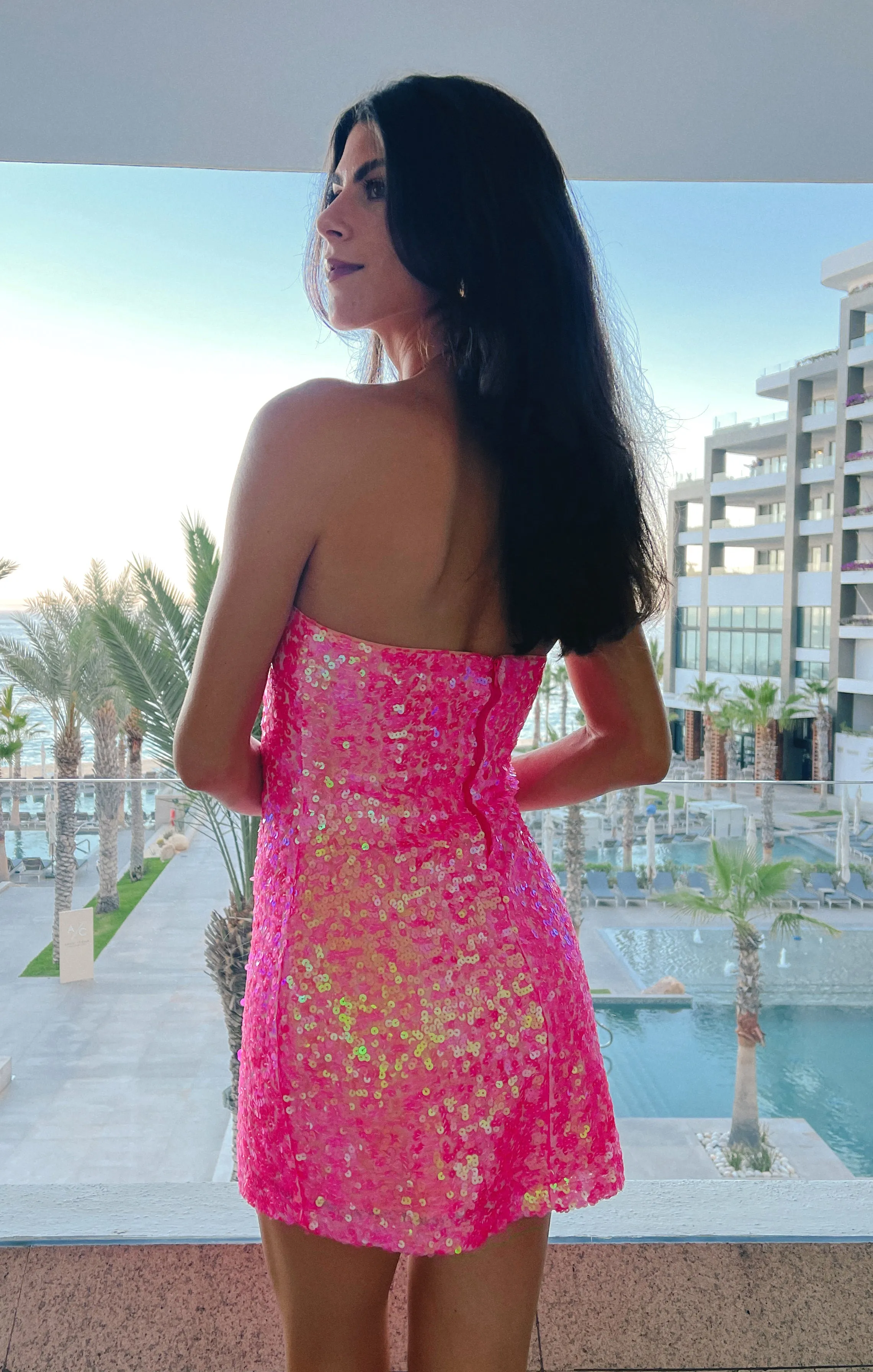 On My Way Dress ~ Pink Sequins