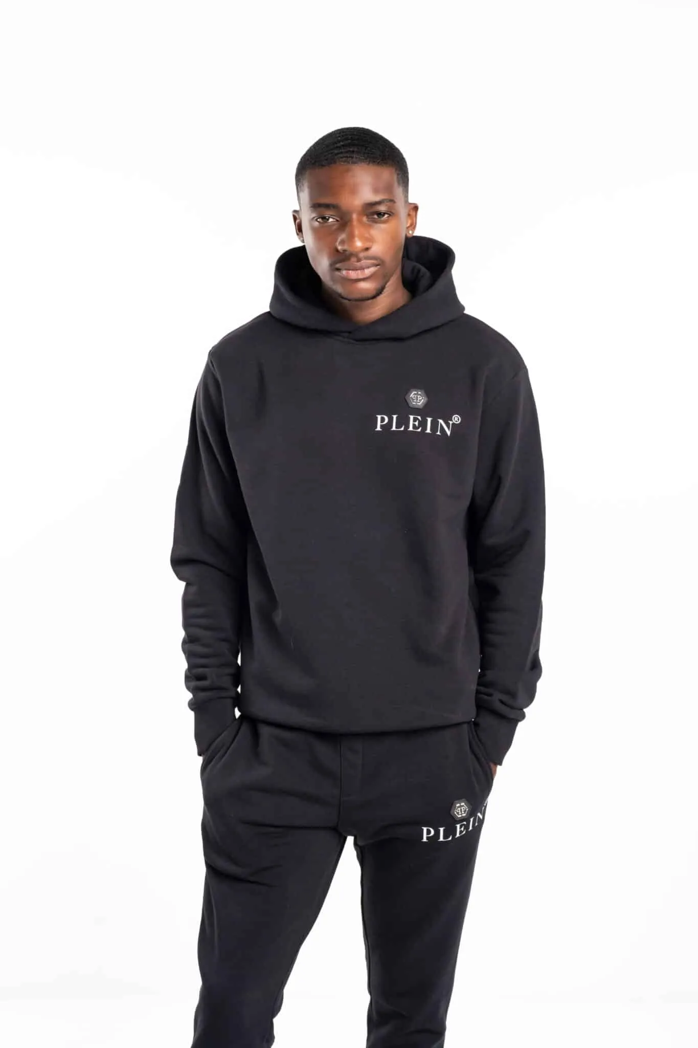 Philipp Plein Men’s Hexagon Hoodie Sweatshirt Black MJB2751 PJY002N 02