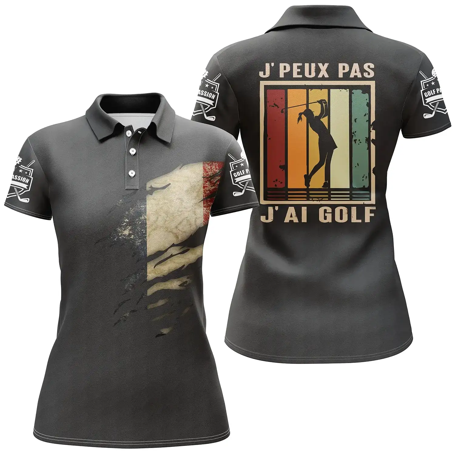 Polo de Golf, Cadeau Original Golfeur, Golf Passion, Drapeau France, J'peux Pas J'ai Golf - CT06022320