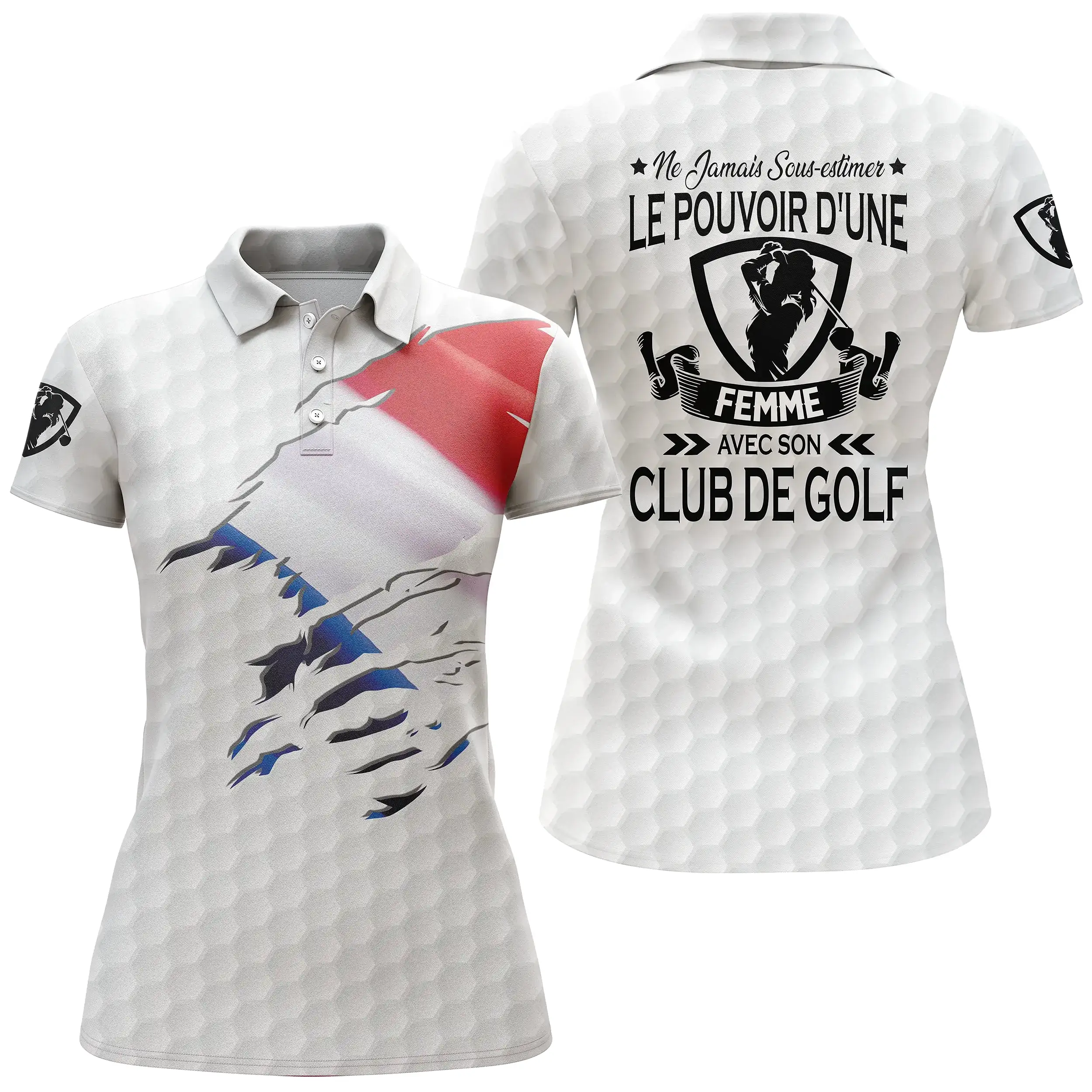 Polo de Golf, Idée Cadeau Humour Golfeur, Golfeuse, Ne Jamais Sous-Estimer Le Pouvoir d'un Homme, d'une Femme Avec son Club De G