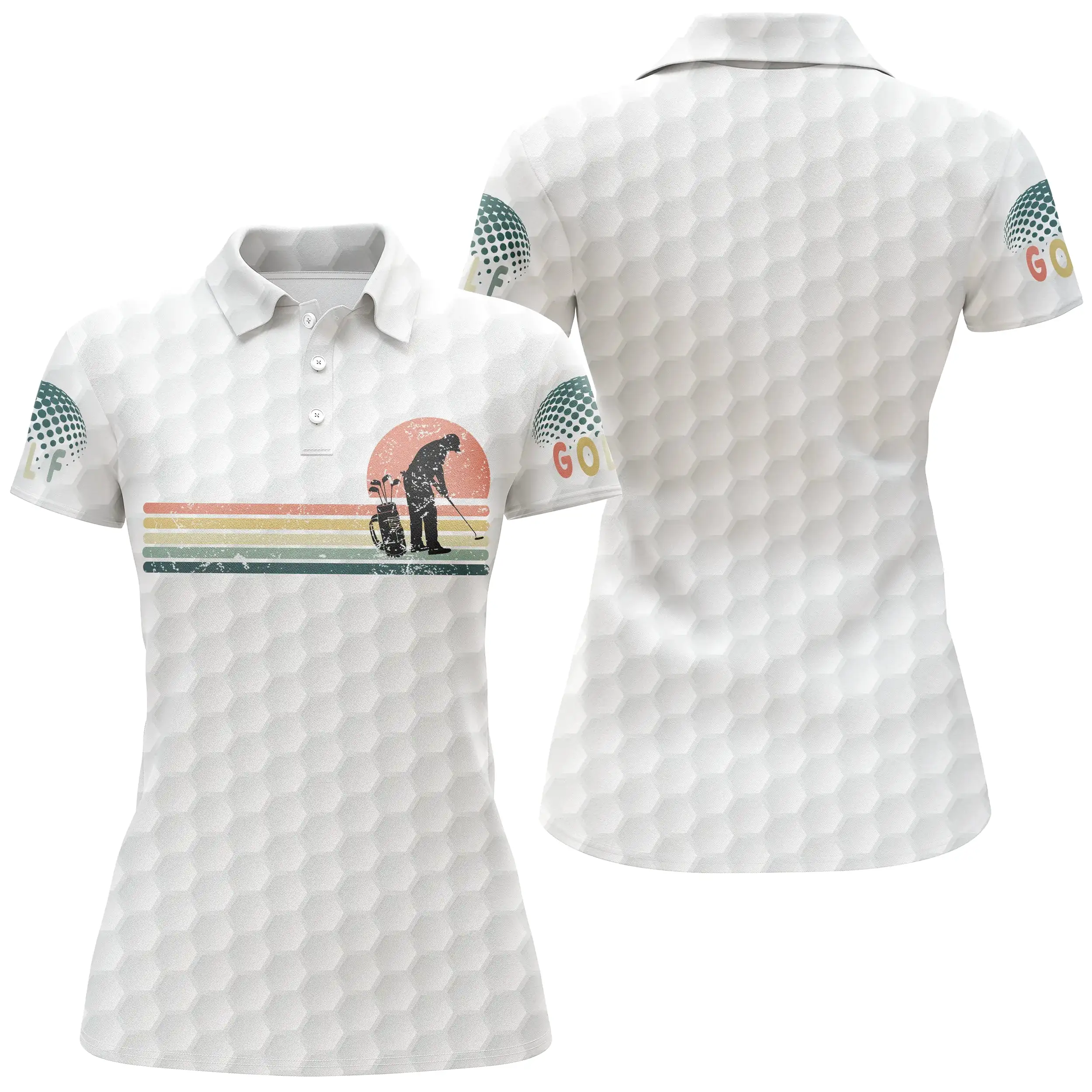 Polo Golf Blanc Effet Balle De Golf, Motif Golfeur Rétro Vintage - Style Unique pour Golfeurs - CT11072323