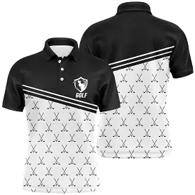 Polo Golf Noir et Blanc Motif Club - Confortable et légant pour Amateurs de Golf - CT11072320