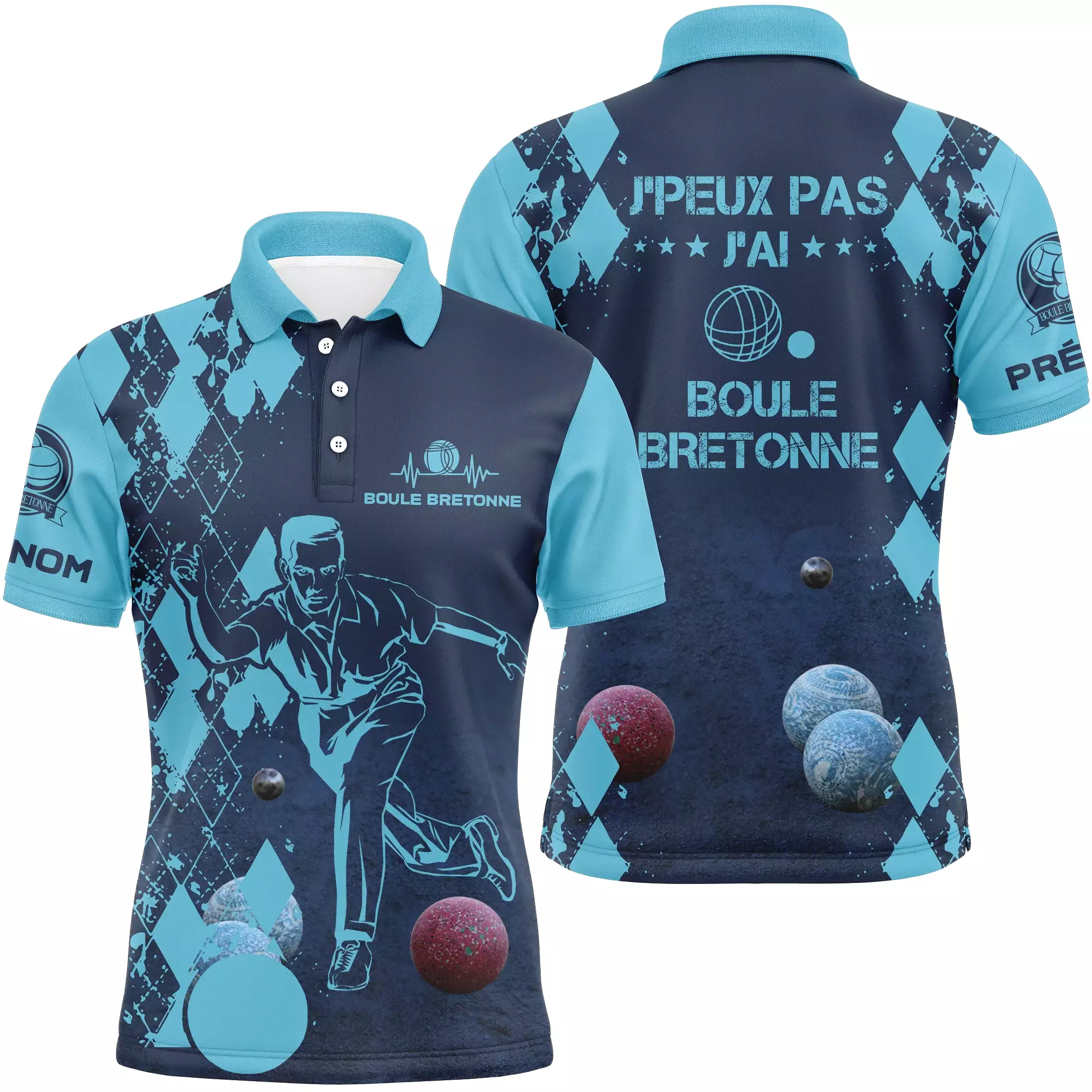 Polo Personnalisé, Cadeau Humour Bouliste, J'Peux Pas J'ai Boule Bretonne - CT14112348