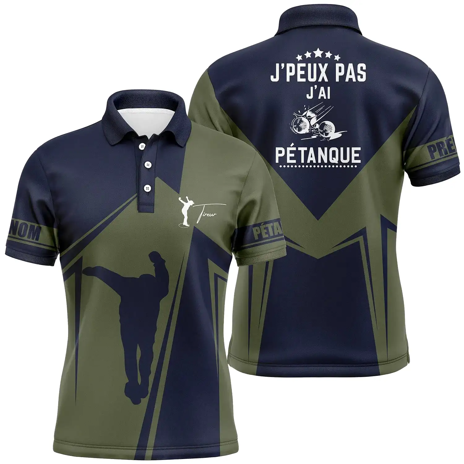 Polo Pétanque Personnalisé, Polo Bouliste, Cadeau Orignal Pour Les Tireurs, J'peux Pas J'ai Pétanque - CT14072318