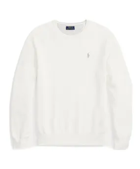 Polo Ralph Lauren - Pull white à col rond en coton texturé