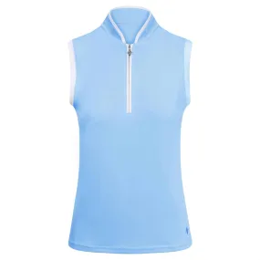 Pure Golf Bloom Ladies Sleeveless Golf Polo Shirt Pale Blue