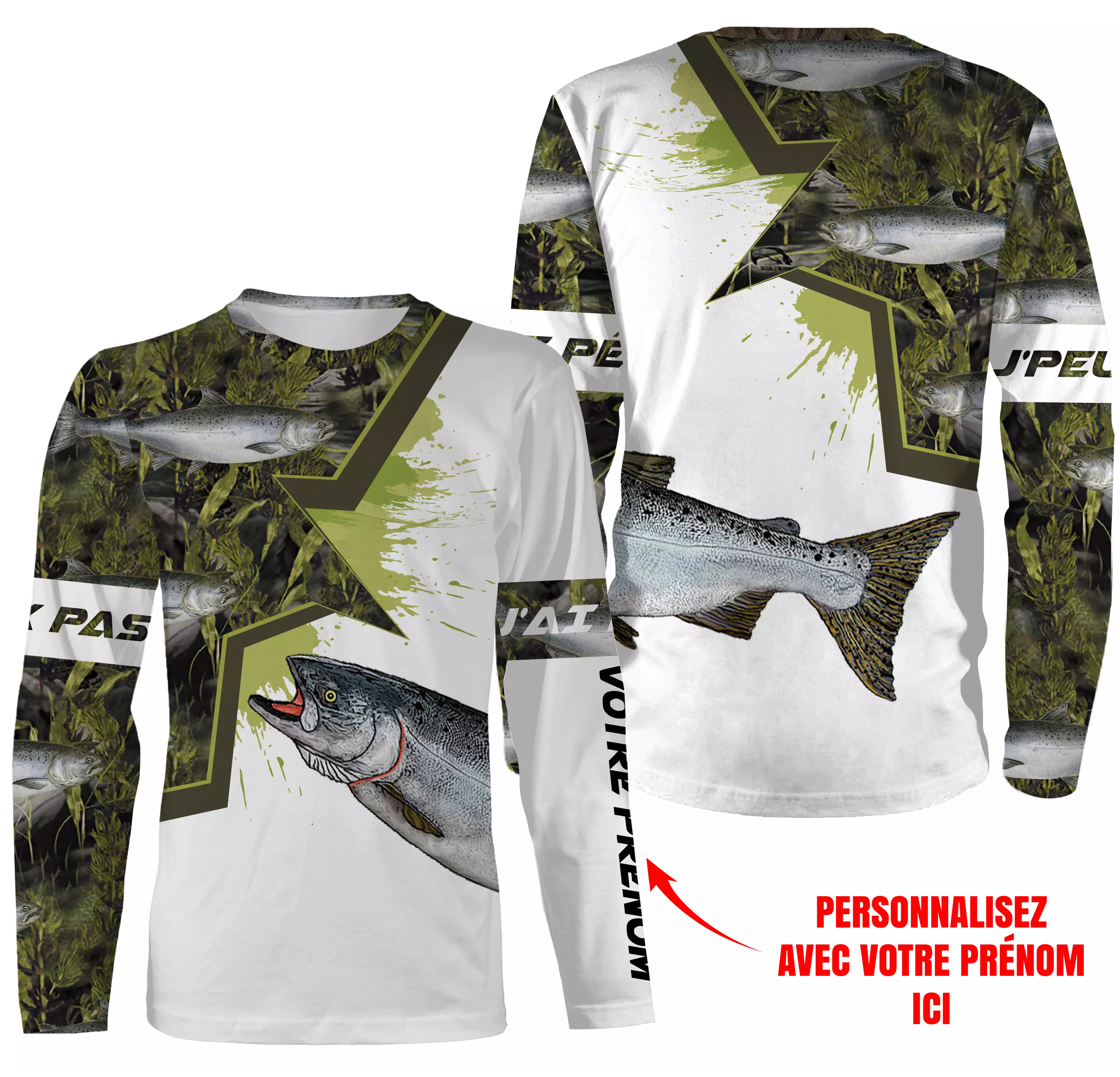 Pêche Au Saumon, Cadeau Original Pêcheur, Peau Du Saumon, Camouflage, Cadeau Personnalisé, J'peux Pas J'ai Pêche - CTS12042204