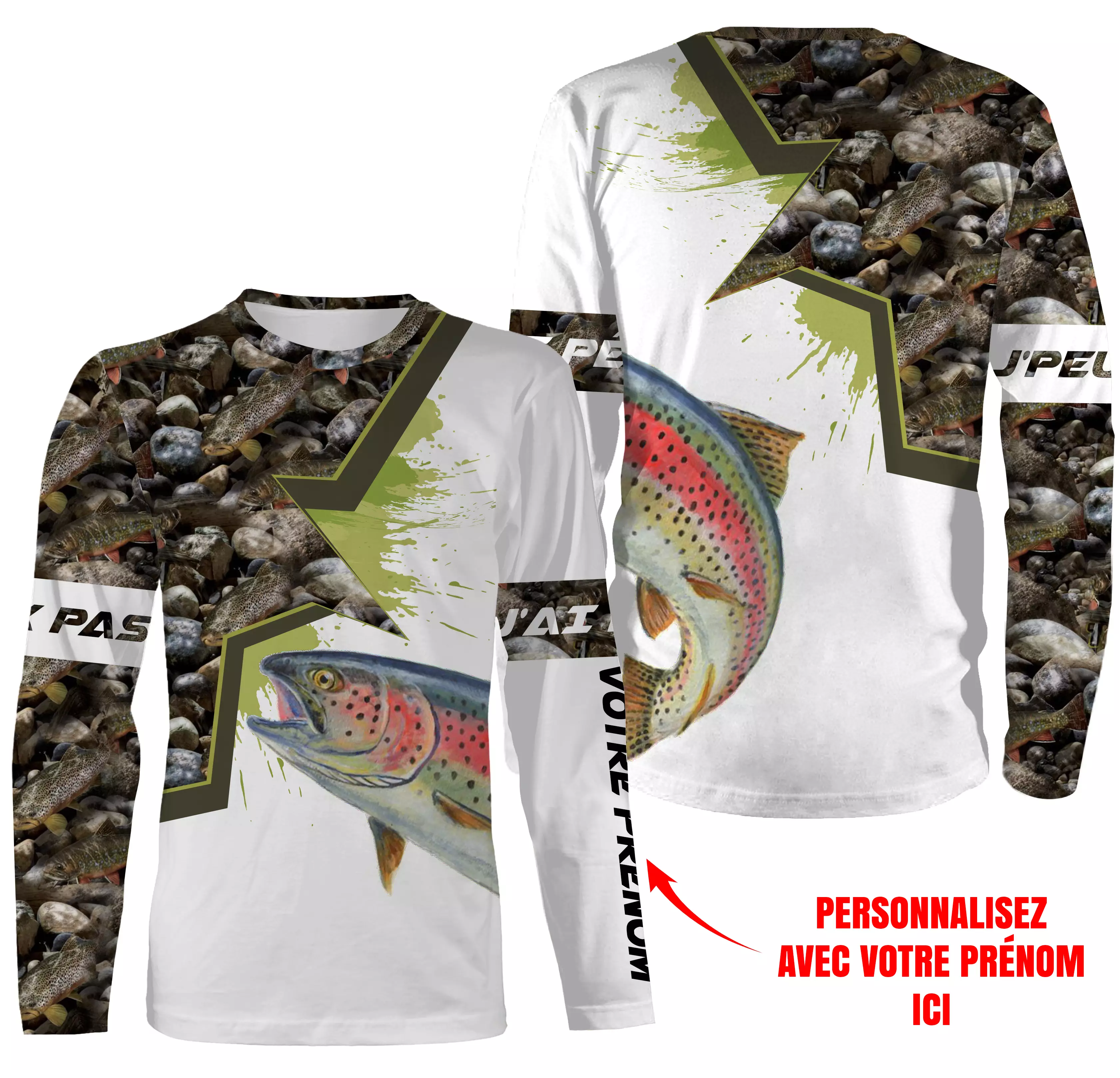 Pêche De La Truite, Cadeau Original Pêcheur, Peau De La Truite, Camouflage, Cadeau Personnalisé, J'peux Pas J'ai Pêche - CTS1204