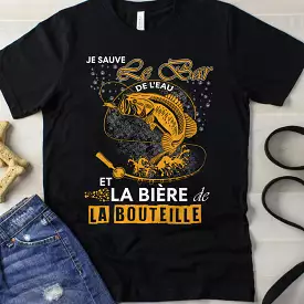 Pêche Du Bar Au Leurre, Canne  Pêche, Cadeau Humour Pêcheur, Je Sauve Le Bar De L'eau, Passion Pêche, Bière - VEPEBA012