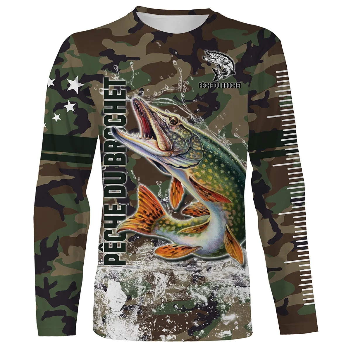 Pêche du Brochet, Pêche aux Carnassiers, Cadeau Original Pêcheur, Camouflage Pêche, Tee Shirt, Sweat à capuche, Vêtement Anti UV