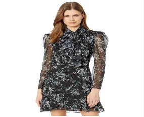 Rachel Zoe Women's Gemma Floral Print Chiffon Mini Dress Black Size 4