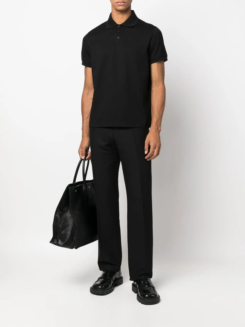 Saint Laurent Polo Black à logo imprimé