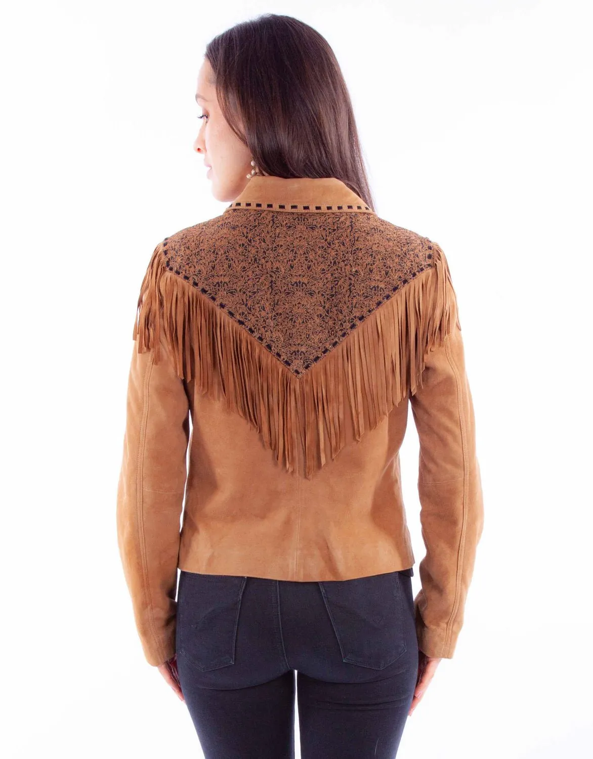 Scully Womens Rodeo Fringe Tan Leather Leather Jacket L