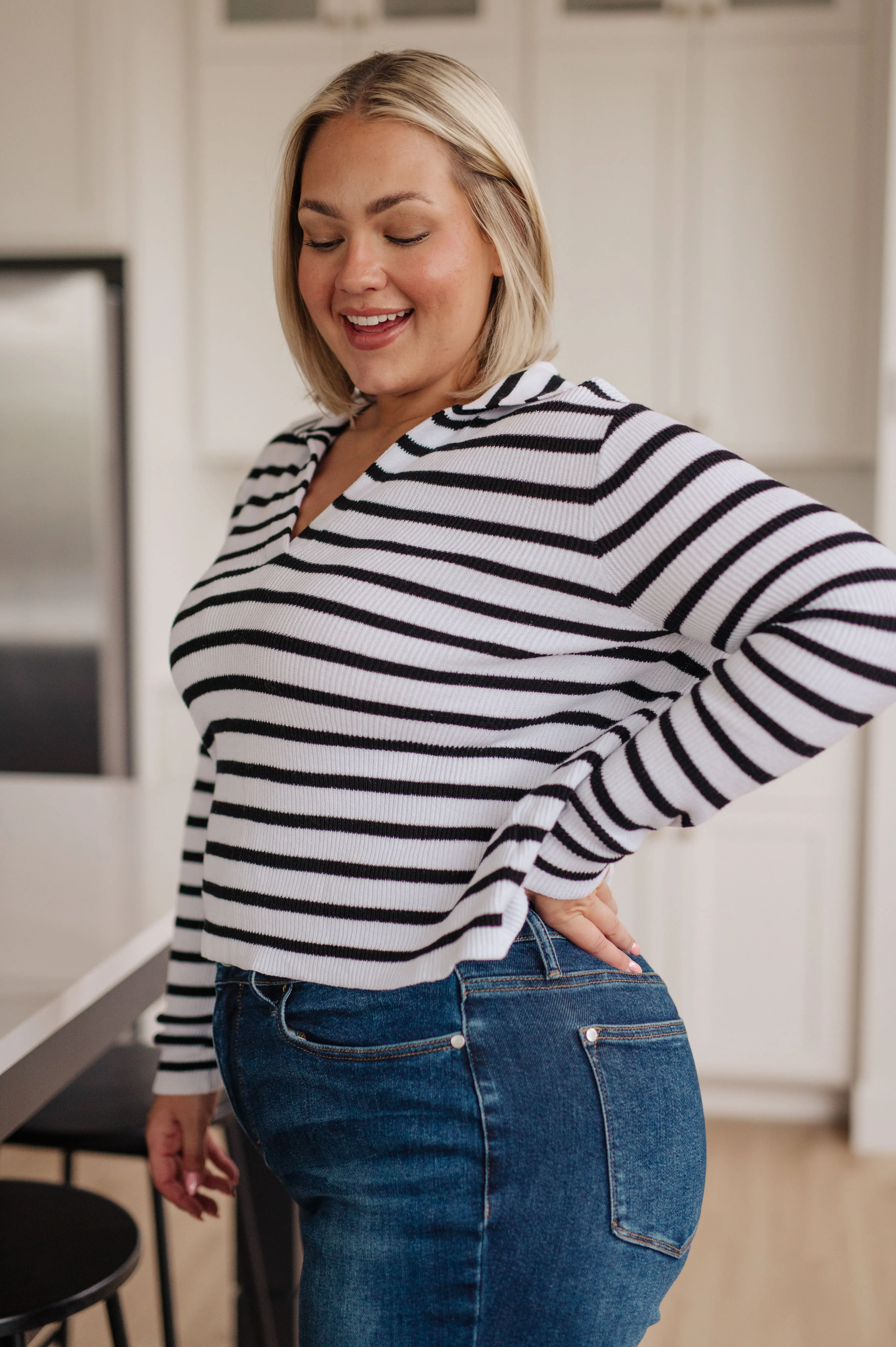 Self Improvement V-Neck Striped Sweater