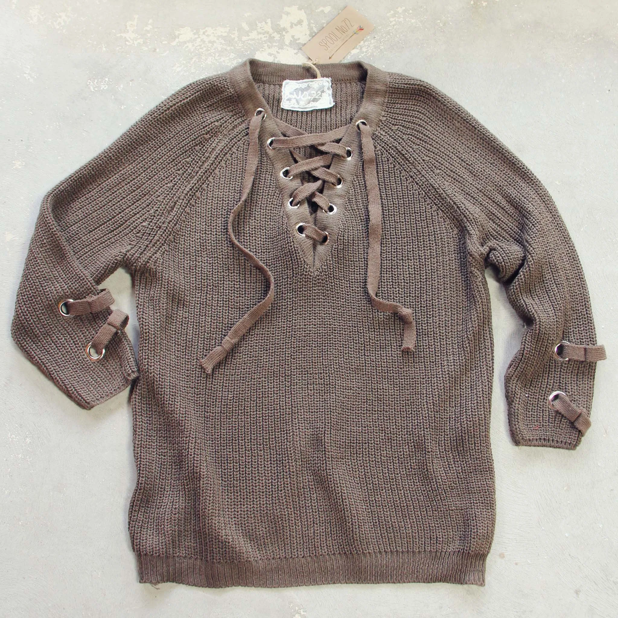 Stevie Lace-Up Sweater in Olive