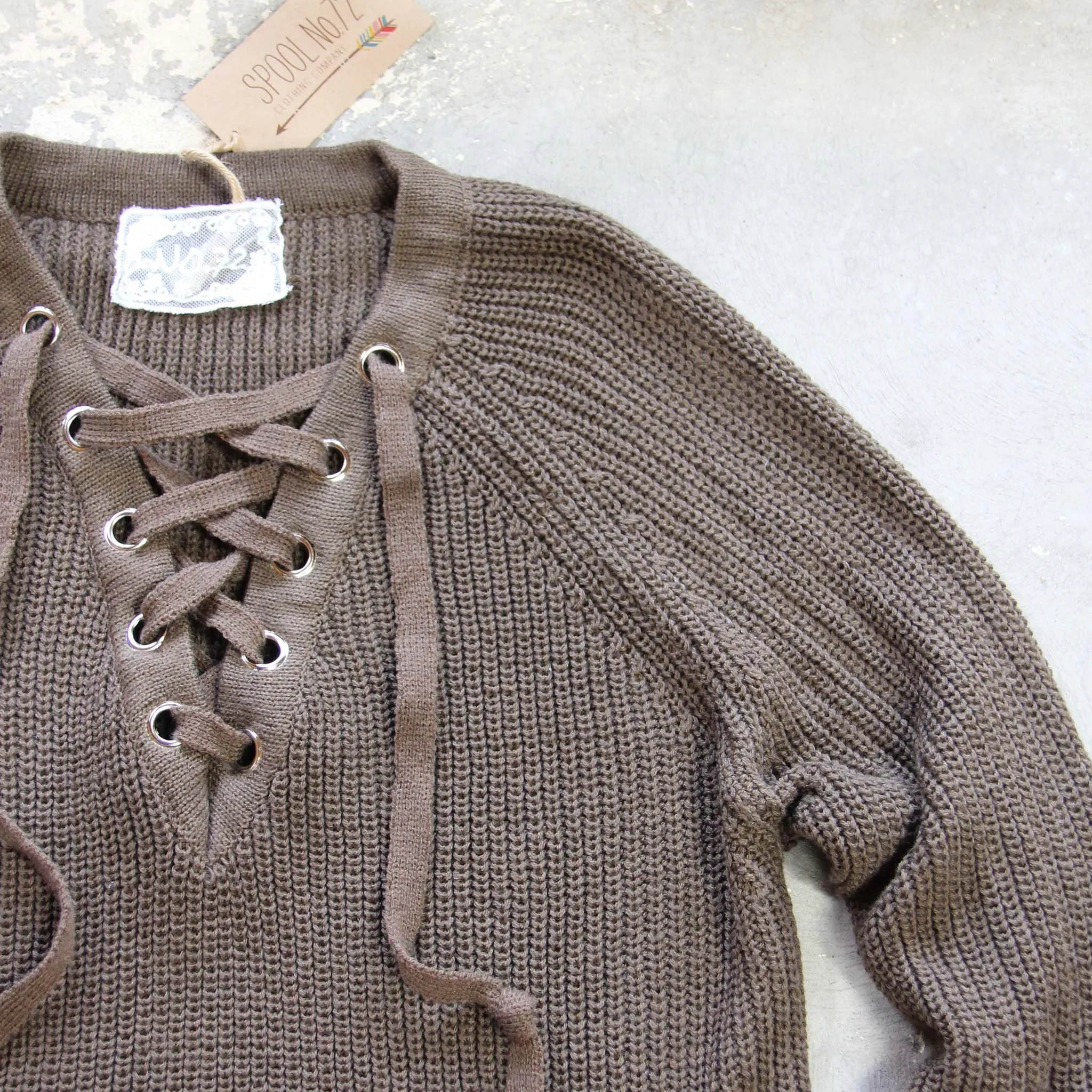 Stevie Lace-Up Sweater in Olive