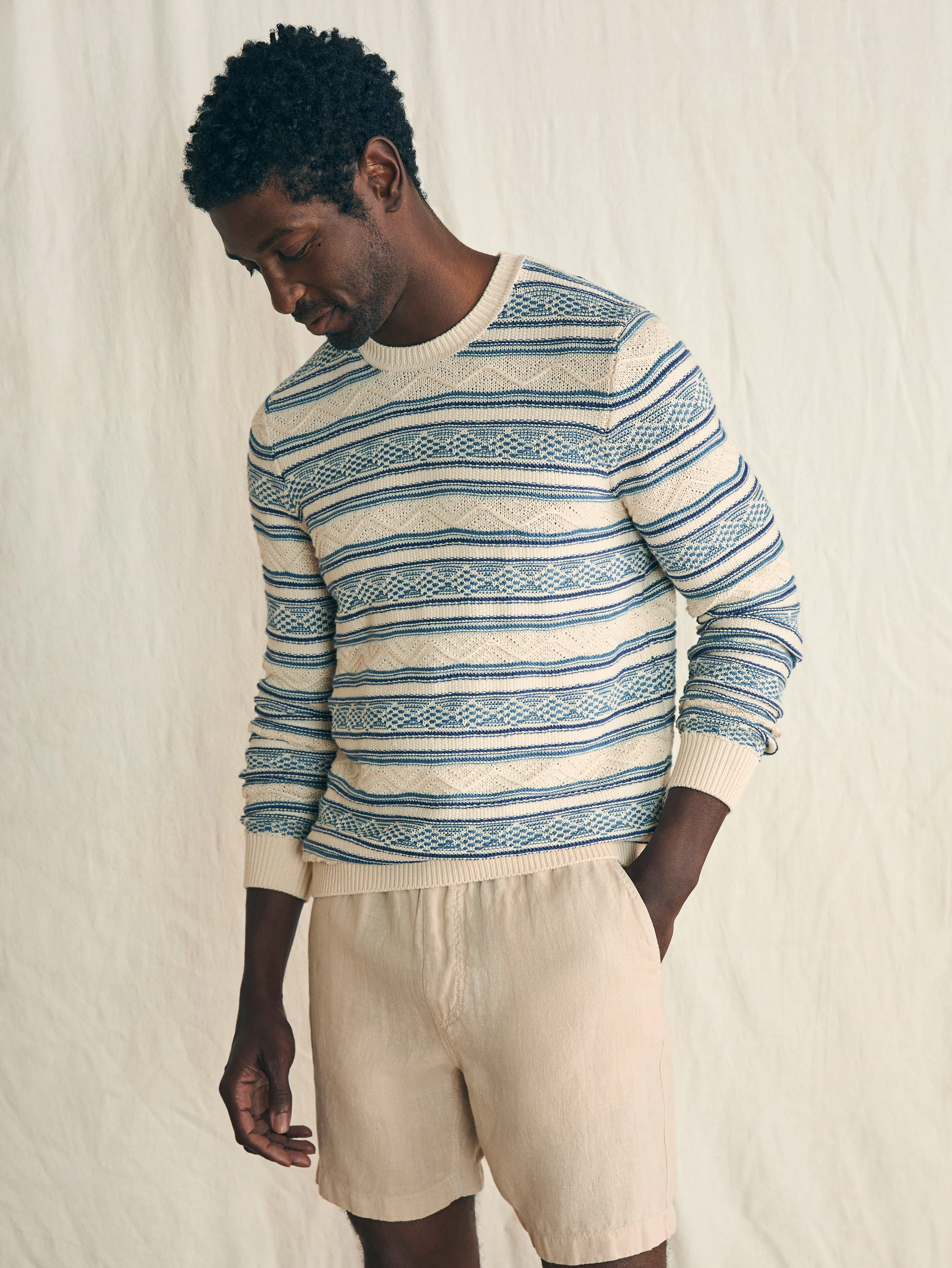 Striped Crew Sweater - Bristol Cream