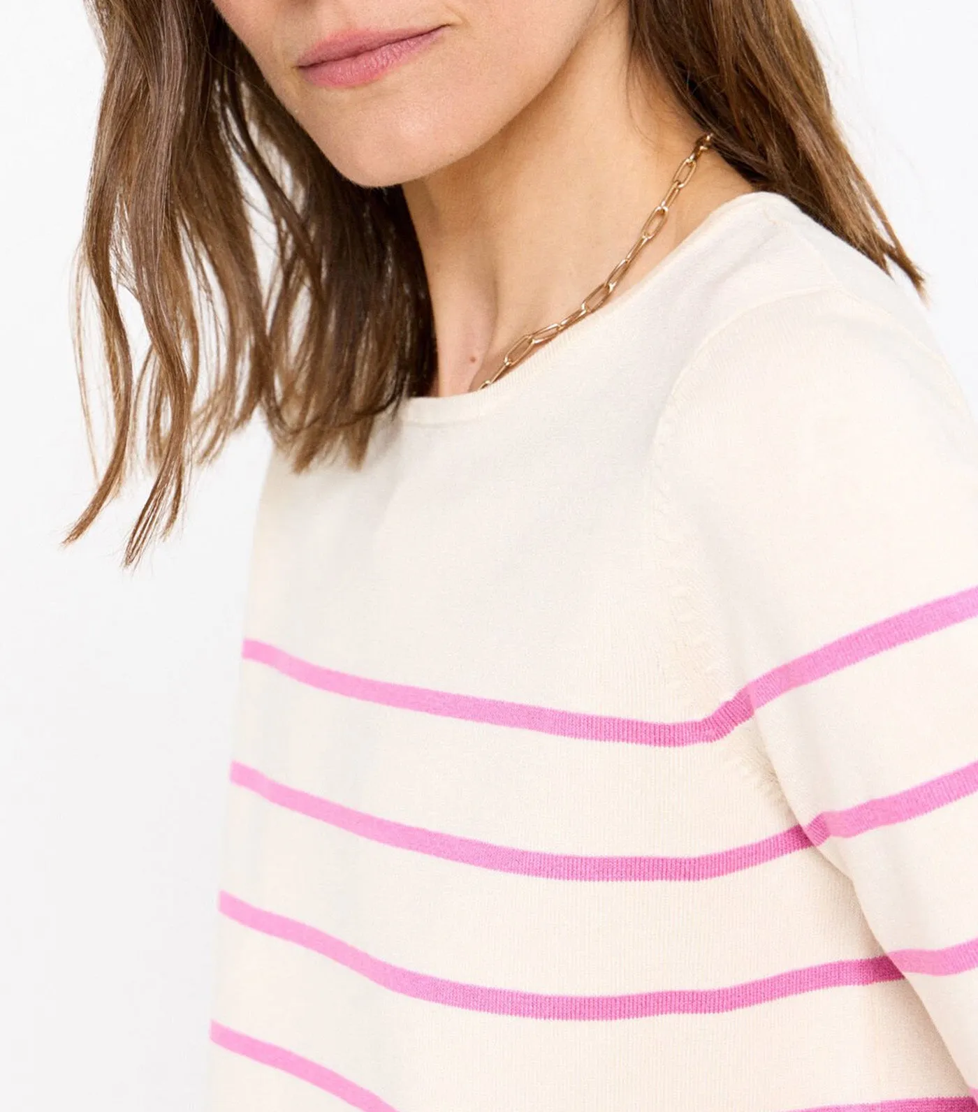 Striped Short Sleeve Sweater Purple