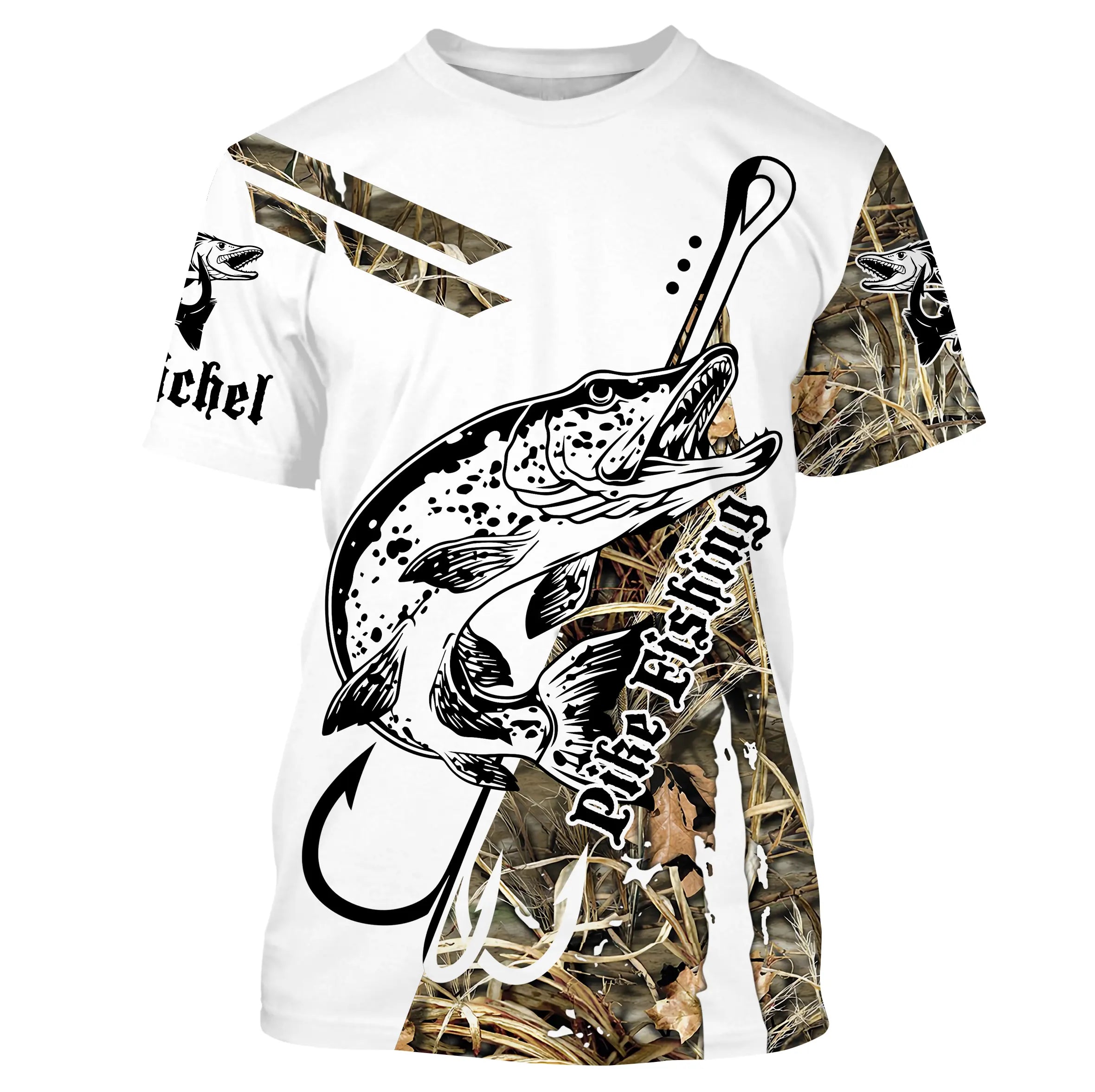 T-shirt Personnalisé Camouflage Pêche Du Brochet, Cadeau Original Pêcheur - CT28072216