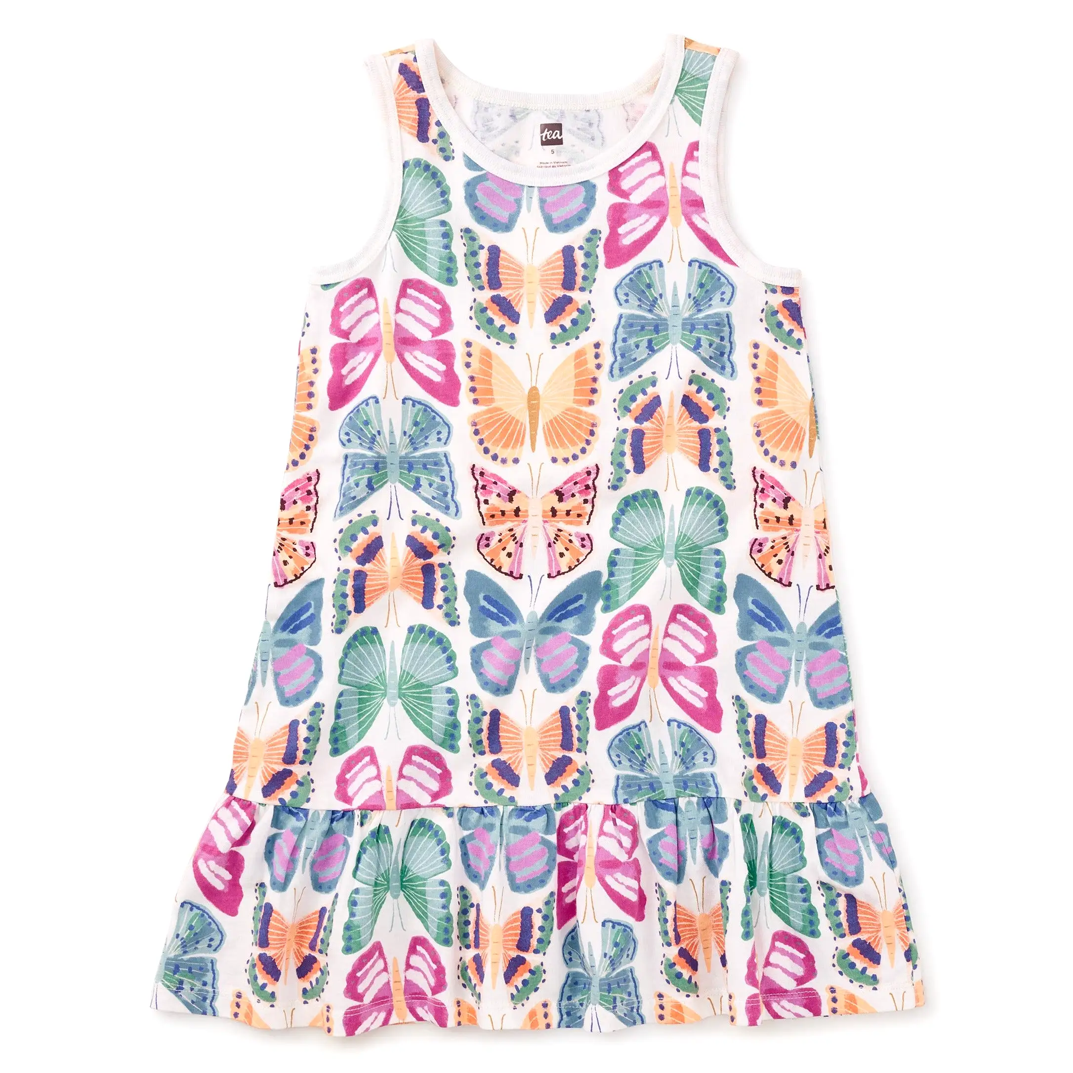 Tea Collection Mariposas Pintadas Ruffle Hem Tank Dress