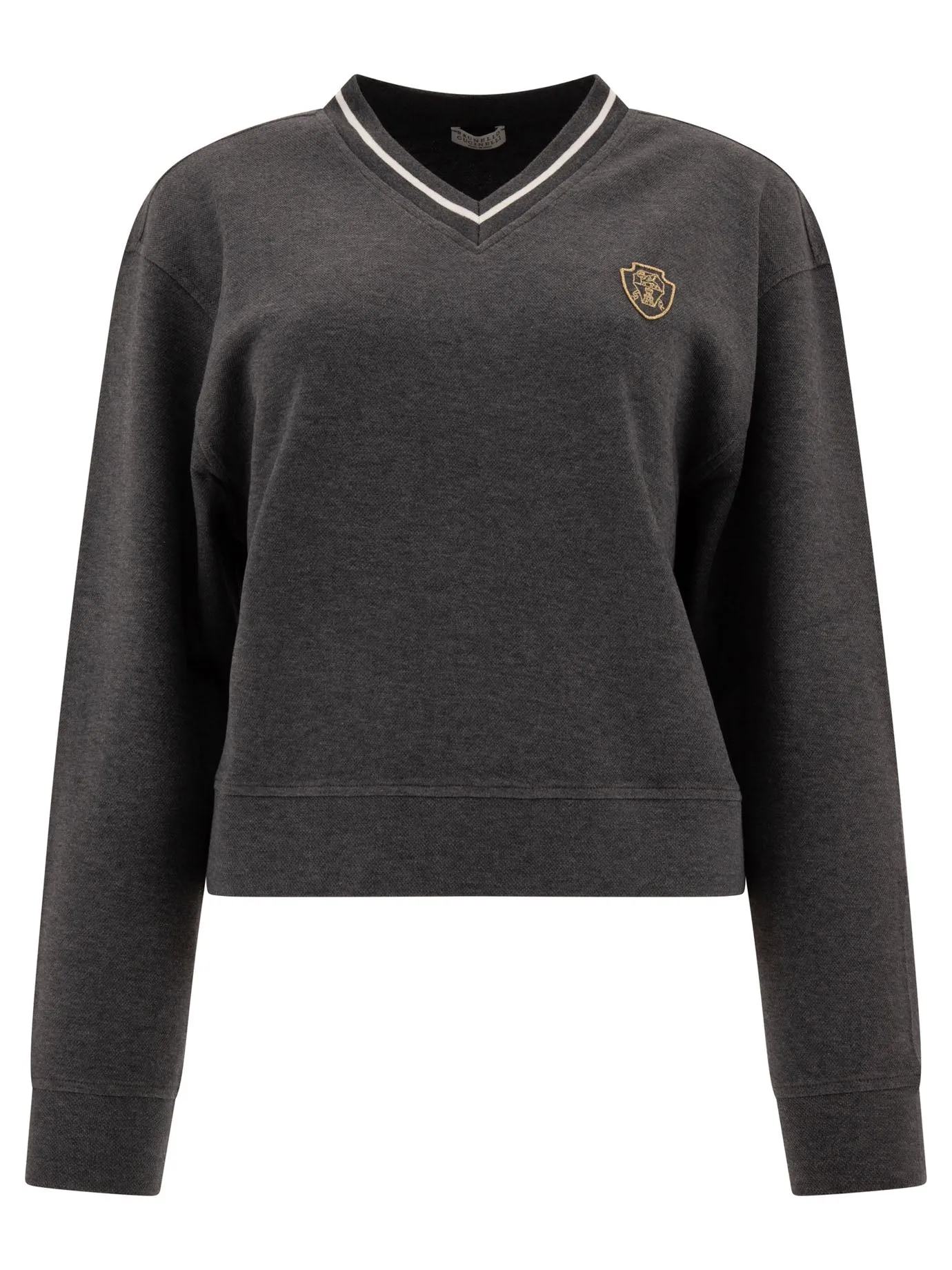 Techno Cotton Piqué Sweatshirt With Logo Sweatshirts Grey