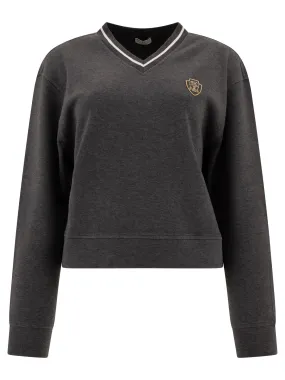 Techno Cotton Piqué Sweatshirt With Logo Sweatshirts Grey