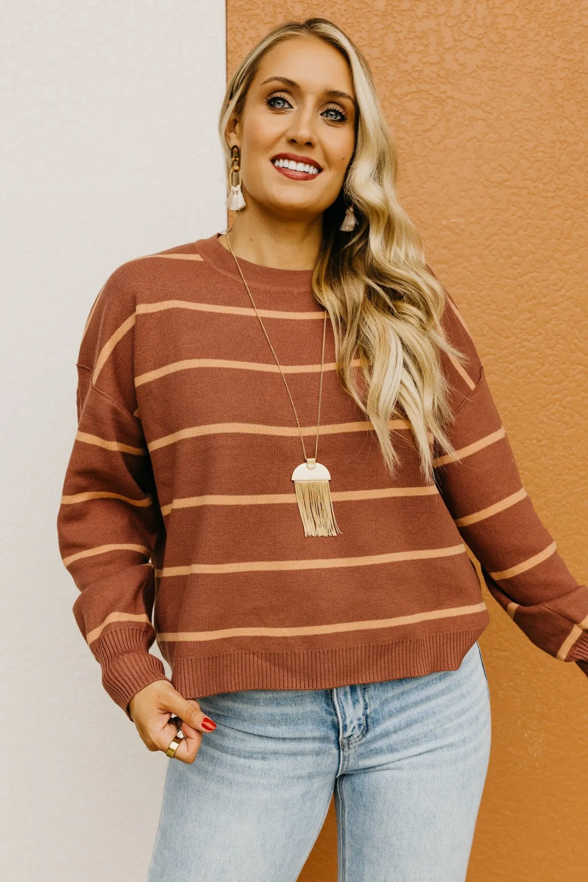 The Jaylee Striped Drop Shoulder Sweater