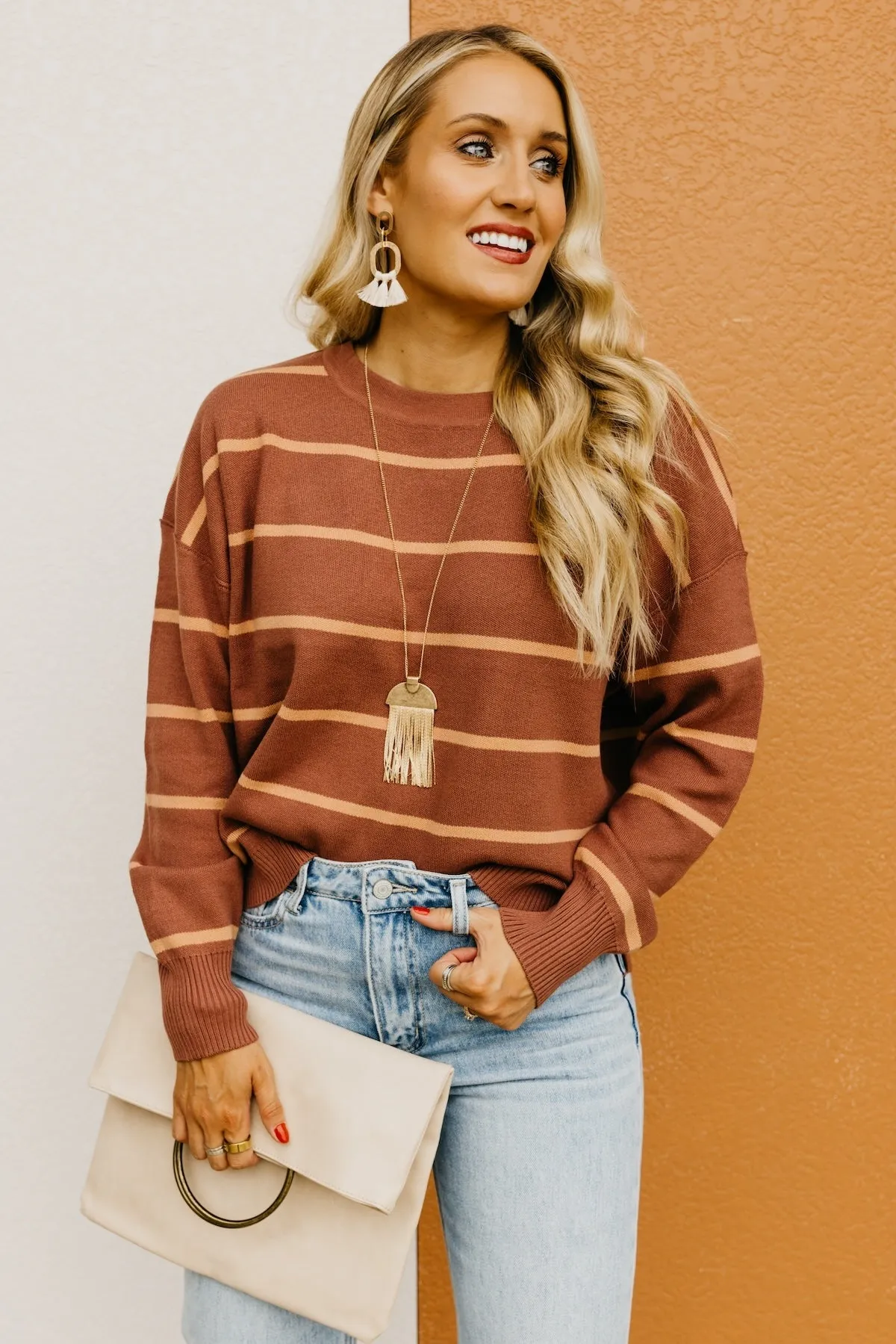 The Jaylee Striped Drop Shoulder Sweater