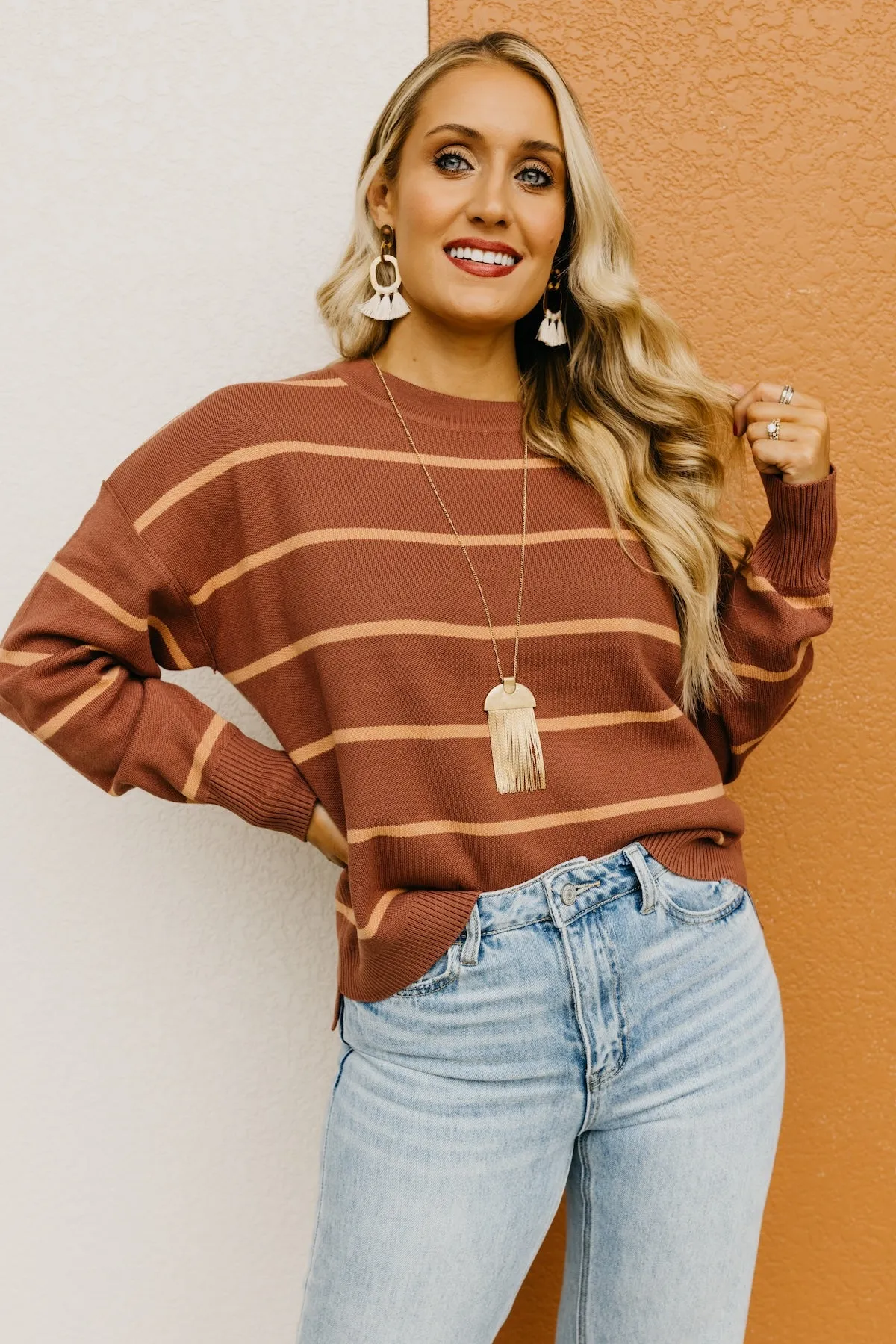 The Jaylee Striped Drop Shoulder Sweater