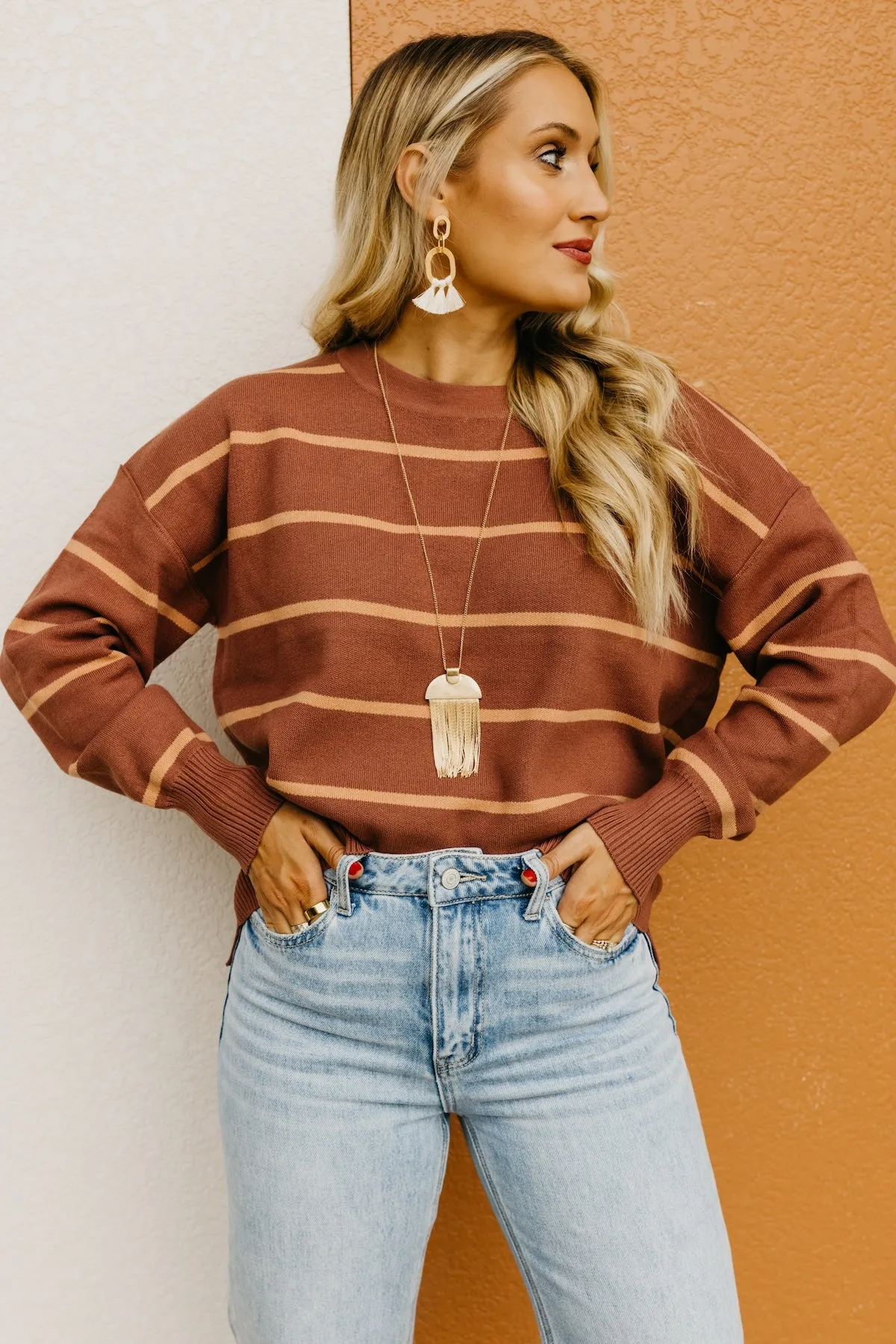 The Jaylee Striped Drop Shoulder Sweater