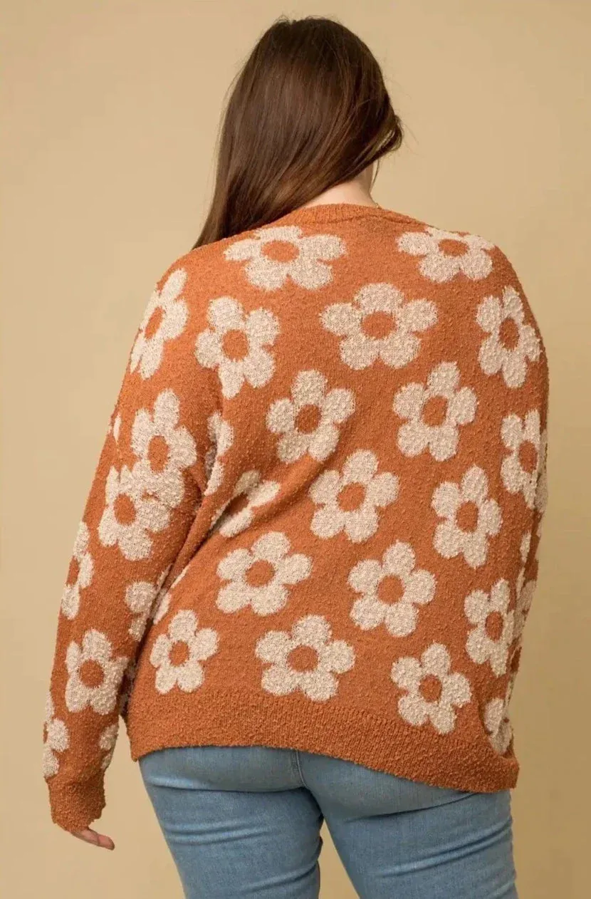 The Retro Daisy Knit Sweater - PLUS