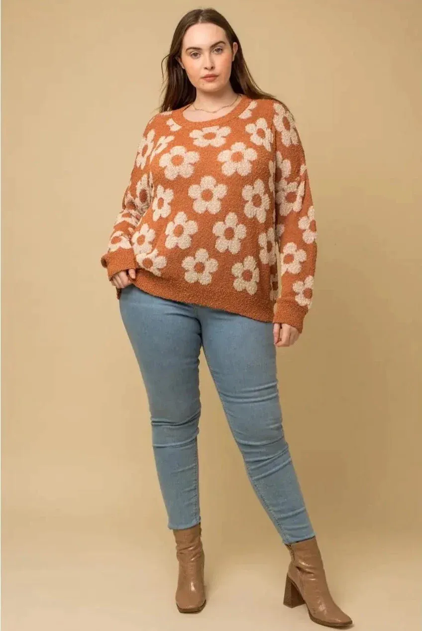 The Retro Daisy Knit Sweater - PLUS