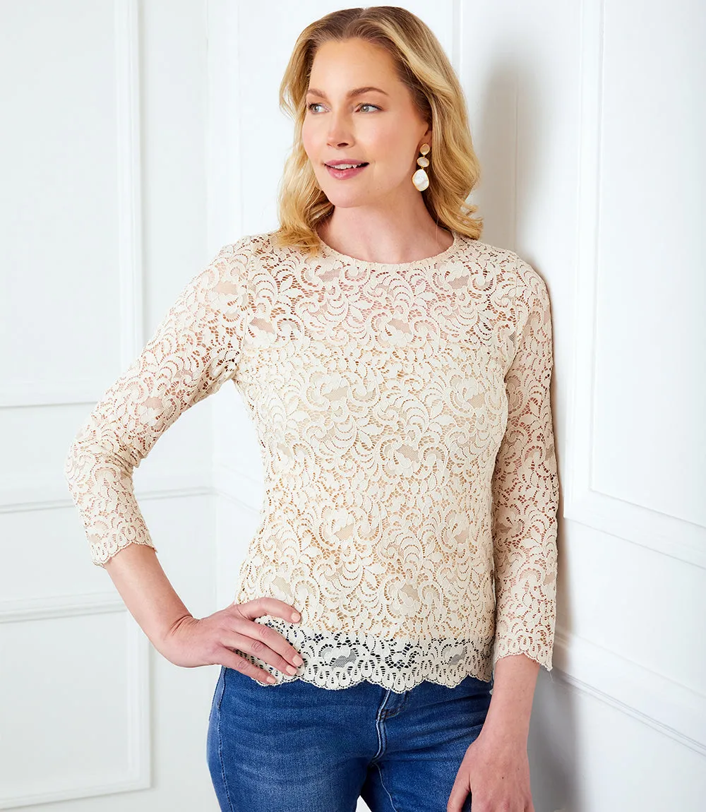 Three Quarter Sleeve Lace Top