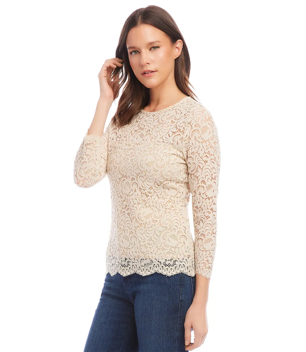 Three Quarter Sleeve Lace Top