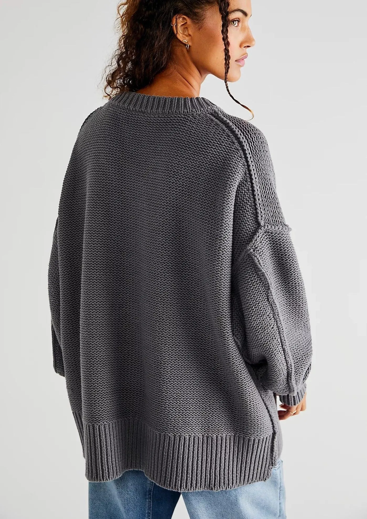 V-Neck Jumper in Charcoal