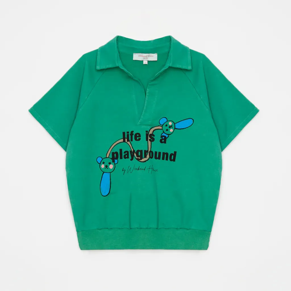 Weekend House Kids Polo Short Sleeve Sweatshirt in Green