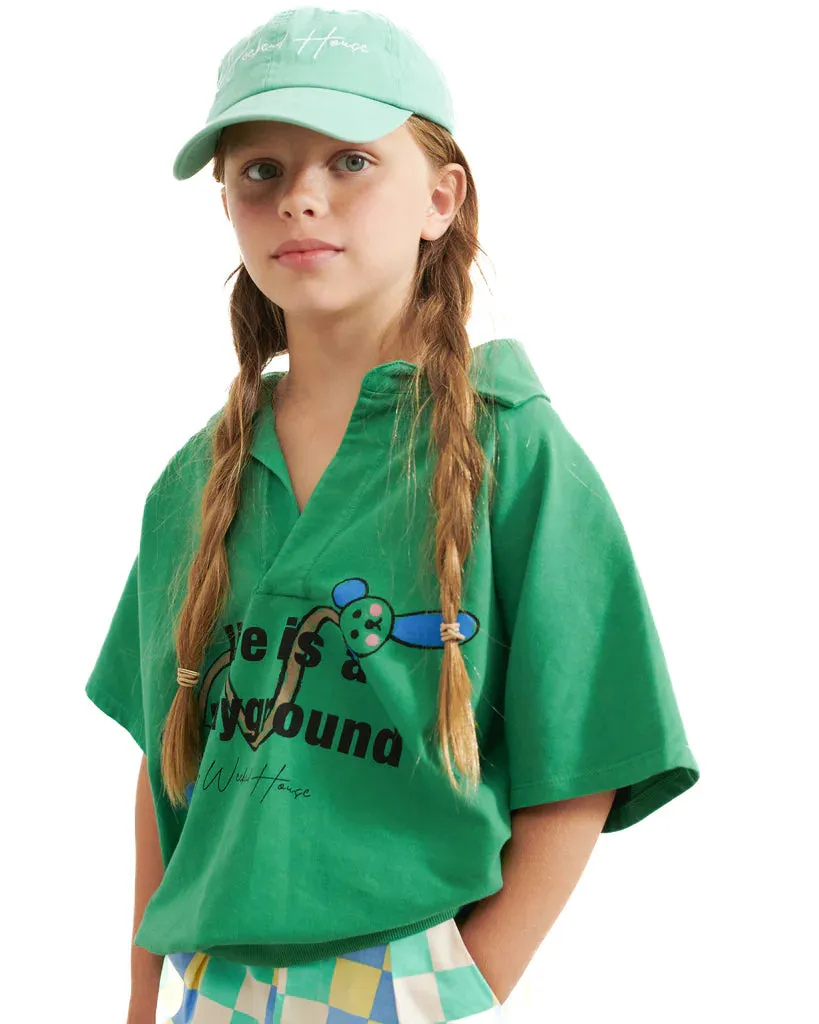 Weekend House Kids Polo Short Sleeve Sweatshirt in Green