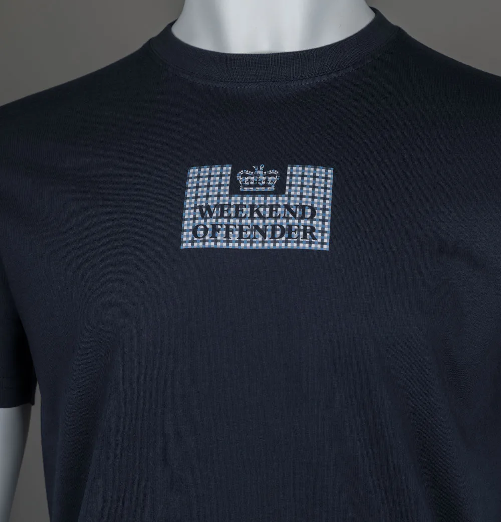 Weekend Offender Dygas T-Shirt Navy/Blue House Check