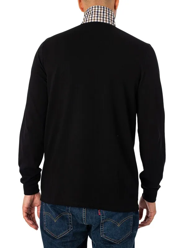 Weekend Offender Walker Longsleeved Polo Shirt - Black/Mid House Check